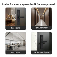Poignée de porte numérique intelligente Bluelock Black TTlock avec WiFi Tuya, biométrique, empreinte digitale, carte, mot de passe pour usage domestique dans les hôtels/appartements
