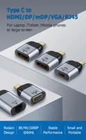 Convertisseur adaptateur USB C HDTV 4K/8K 60HZ Type C mâle/I/VGA/DP/Mini DP/RJ45 femelle Compatible ordinateur portable téléphone portable tout neuf