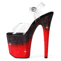 Chaussures de mariage sexy à lacets de 20 cm (8 pouces), talons transparents en PVC pour pole dance, plateformes pour danseuses exotiques, talons aiguilles personnalisés