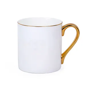 Taza de porcelana de hueso personalizada, Taza de cerámica dorada para oficina, regalo de negocios creativo, taza de té