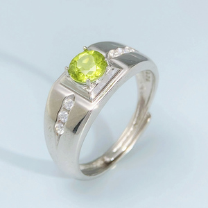 Natürlicher Peridot-<span class=keywords><strong>Ring</strong></span> für Herren, 925er Sterlingsilber, oval geschliffener grüner Edelstein, Siegelring mit 925er Stempel für Vatertag/Jahrestag - Product Image 1