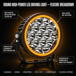 For Jeep Wrangler 4x4 Offroad 7-Inch 120W Submersible Sealed Round Spot Beam Bumper Front Grille Auxiliary LED Pods - Product Image 4