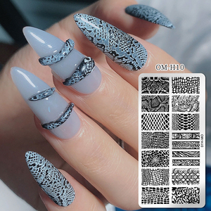Placas de estampado de uñas con serpiente leopardo letra inglesa amor corazón hojas flores diseño uñas arte plantilla sello herramientas - Product Image 4