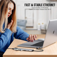 Nouveau Hub Adaptateur USB 3.0 8-en-1 Tendance avec Convertisseur de Charge PD, Lecteur de Carte SD et Station d'Accueil Type C vers RJ45 pour Ordinateur Portable