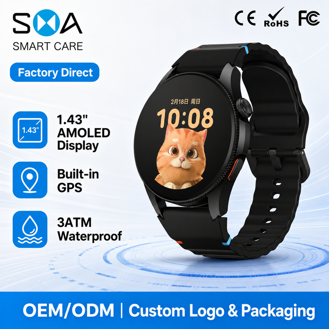 Factory Wholesale G12 GPS Smart Watch 1.43" AMOLED Display 3ATM Waterproof Calling Custom Logo OEM Smartwatch