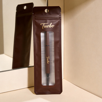 Pochette d'emballage refermable sur pied avec fermeture éclair, personnalisée, givrée, avec fenêtre transparente, pour cosmétiques, applicateur de maquillage, pinceau, rouge à lèvres