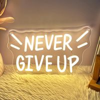 Letrero Luminoso de Neón 'Never Give Up' para Decoración de Pared en Cuarto de Estudio, Iluminación Decorativa como Regalo para Niños o Amigos