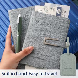 Cadeau d'entreprise personnalisé, en cuir PU, ensemble de bloc-notes et porte-passeport de voyage avec stylo - Product Image 4
