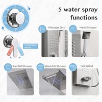 Système de douche mural de luxe en acier inoxydable 304 avec jets de massage pluie et cascade pour hôtels et appartements