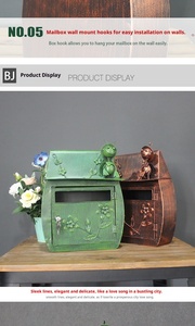 Buzón de Pared de Hierro Forjado, Estilo Retro Idílico con Cerradura, Buzón Exterior Impermeable, Accesorios de Decoración para Fotografía - Product Image 3