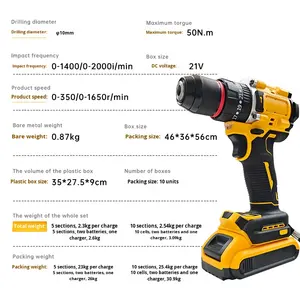 Hardware <span class=keywords><strong>Tools</strong></span> DW Model Borstelloze Accu-slagboormachine Oplaadbare Lithium-Ion Batterij Omkeerbare Tweesnelheidsboormachine - Product Image 5