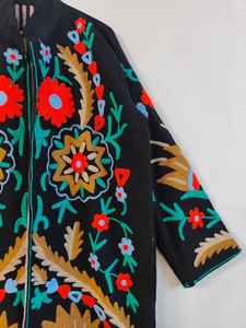 Chaqueta Bomber de Mujer, Estilo Bohemio, Tradicional, Tribal, Bordada a Mano, Reversible, Ecológica, Transpirable, de Algodón Suzani - Product Image 4