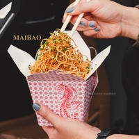 Seau d'emballage alimentaire jetable personnalisé pour restaurant asiatique Boîte de papier d'emballage pour pâtes ramen nouilles snack poulet avec poignée