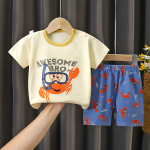 Ensemble de vêtements pour bébé garçon et fille, 2 pièces, t-shirt à manches courtes et short, ensemble pour enfants de 1 à 7 ans, pyjama d'été décontracté - Product Image 4