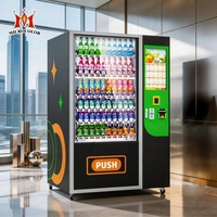 Distributeur automatique intelligent et moderne de grande capacité pour boissons et snacks, avec support de paiement par carte/pièces/espèces/billets