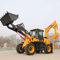 Penjualan Harga Pabrik Excavator Mini Beroda Diesel Backhoe Loader 3t 4t 4x4 Kuning/Hitam Buatan China