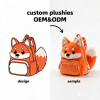 Sac à dos en peluche personnalisé Kawaii avec mini pochette à clipser pour les tout-petits, certifié CE EN71, jouets en mousse remplis de caoutchouc