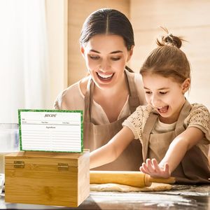 Bamboo Wooden Recipe <b>Box</b> Set <b>Kitchen</b> Recipe Organizer <b>Storage</b> <b>Storage</b> Recipe Card <b>Box</b> - Product Image 2