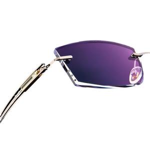 Gafas graduadas personalizadas, degradadas para hombres y mujeres azules monturas de gafas, gafas progresivas para miopía de corte de diamante sin montura - Product Image 4