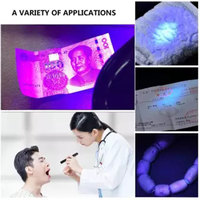 Pena lampu UV, 1W ultraungu, pena logam klip Mini, pena cahaya, lem UV 395nm, senter untuk uang, deteksi urin hewan peliharaan