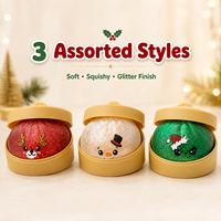Jouet Squishy Géant de Noël en forme de Boulette Scintillante en TPR, Jouet Sensoriel Anti-Stress à Presser pour Enfants