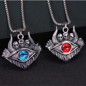 Collier unisexe en acier titane électroplaqué, motif œil du diable, chaîne longue en laine, style punk hip-hop, signe du zodiaque, luxe léger, artisanat métallique - Product Image 1