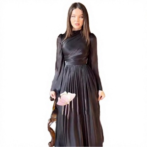 Plus Size Turtleneck Tunic Casual <b>Maxi</b> Dress for Women Long Sleeve Solid Natural Breathable Eco-Friendly <b>White</b> Black - Product Image 4