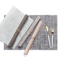 Nouveau Set de Table Carré Moderne en PVC Imprimé, Résistant à la Chaleur et à la Corrosion, avec Sous-Verre en Textilène, Idéal pour Hôtels et Usage Domestique