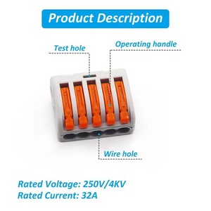 Conector de cable de resorte PCT 28-12 AWG, bloque de terminales ABS para cableado eléctrico DIY - Product Image 5