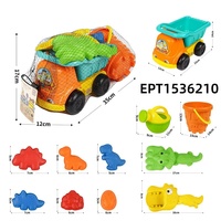 Ensemble de camions de plage pour enfants avec dinosaures, 11 pièces, jouets de sable d'été pour l'extérieur, kit avec chariot, seau, arrosoir et moules pour les jeux de plage des enfants