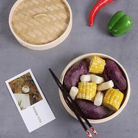 Cuiseur à riz 8 pouces en bambou naturel, panier vapeur rond drainable en bois hexagonal, matériau sain, grande capacité, pour couscous