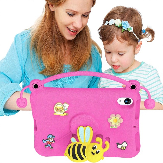 Drop-Resistant Animal Cartoon Design Tablet Case for Kids Compatible iPad Mini 6/7 83-inch Carrying Handle Stand EVA Cover
