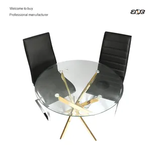 高品質ホテルレストラン家庭用ガラストップ透明ダイニングテーブルと椅子モダン透明ダイニングテーブル