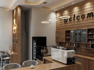 Mostradores de exhibición de café clásicos Mostrador de cafetería moderno Diseño de barra de cafetería Gabinete de tienda de dulces personalizado - Product Image 2