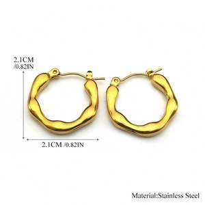 Pendientes de aros impermeables chapados en oro Inoxydable de acero inoxidable para joyería - Product Image 5