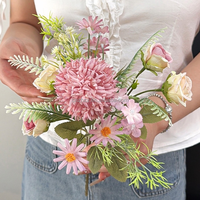 Bouquet de fleurs artificielles modernes en gros, mélange de roses, chrysanthèmes et marguerites, pour centres de table de mariage, Noël, et décoration florale de maison