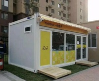 Kiosque de café mobile préfabriqué en conteneur maritime, design moderne, modulaire, avec fenêtre escamotable