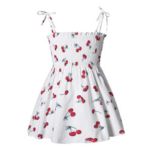 Robe smockée personnalisée à imprimé cerises pour enfants, nouvelle collection, robe d'été pour filles, jupe pour enfants, robe de princesse - Product Image 1