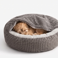 Lit pour animaux de compagnie de haute qualité, confortable et anti-anxiété, avec capuche, lit-caverne apaisant pour petits chiens, canapé-lit