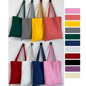حقيبة نسائية من قماش القطن سادة مطبوع عليها شعار مخصص حقيبة يد للتسوق حقيبة كتف للتسوق