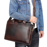 Sac à bandoulière pour ordinateur portable en cuir véritable pour hommes, 15,6 pouces, grande capacité, imperméable, super léger, réduction de la charge