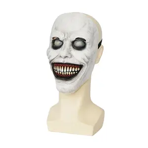 Manufacturer's spot mask COS Smiling Exorcist White Eyes Funny Latex Half Face Hood Halloween Horror Mask