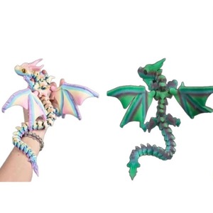 Dragon volant à double cornes imprimé en 3D avec ailes et articulations multiples qui se mouvent librement, modèle à dégradé laser, jouet pour enfants - Product Image 1