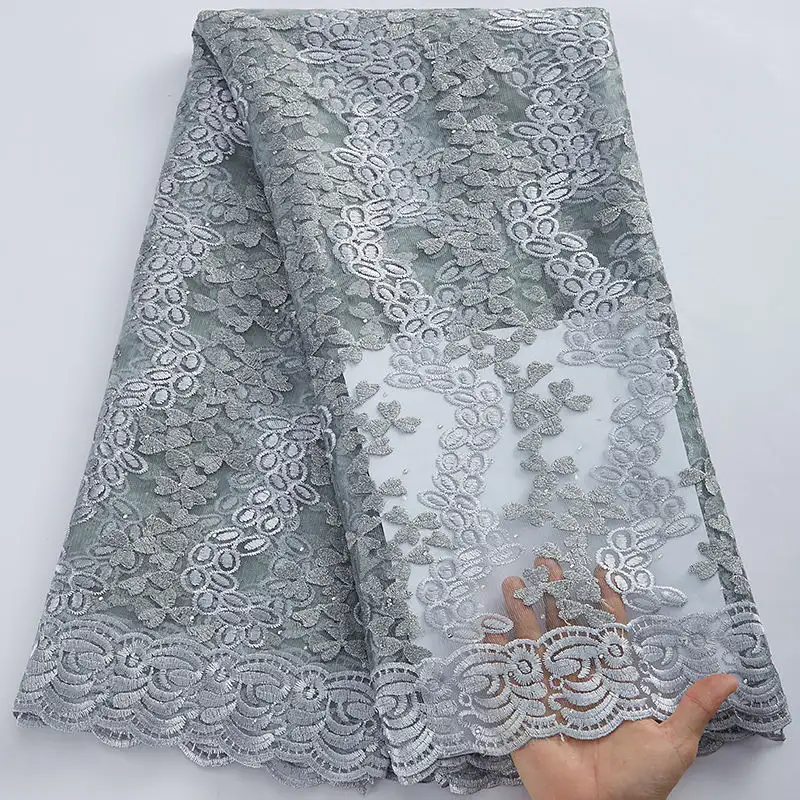 3017 ucuz beyaz dantel son afrika örgü dantel kumaş ile nakış fransız tül dantel kumaş nijeryalı düğün parti elbise için