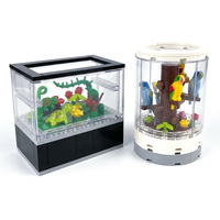 Blocs de construction micro DIY, aquarium empilable, mini briques, modèle d'arbre pour oiseaux, décoration de bureau créative, jouet cadeau, jouets en ABS