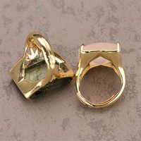 Bague Labradorite Rectangle Plaqué Or 18K Haute Qualité Pierre Précieuse Coupe Marquise Réglage Lunette Classique Cadeau De Fête De Mariage
