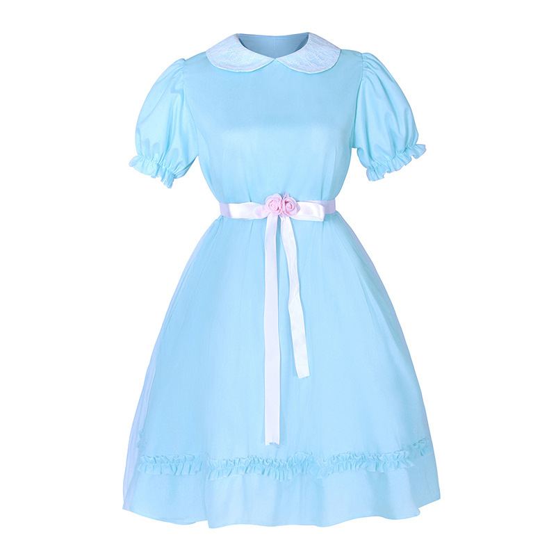 Horror Movie the Shining Twin Girls Cosplay Blue Dress Costume Kid Halloween Horror Movie the Shining Twin Girls Cosplay Blue Dress Costume Kid Halloween