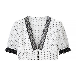 Conjunto <span class=keywords><strong>de</strong></span> Vestido y Top Corto con Cuello en V, Encaje y Estampado <span class=keywords><strong>de</strong></span> Puntos, Estilo Fresco <span class=keywords><strong>de</strong></span> Verano <span class=keywords><strong>para</strong></span> <span class=keywords><strong>Mujer</strong></span> - Product Image 2