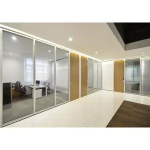 FlexSpace Paredes de escritório portáteis interiores comerciais modernos, paredes divisórias de vidro temperado de altura total para escritório