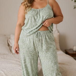 Ensemble de vêtements de nuit d'été imprimé, camisole et pyjama femme, vêtements de maison haut de gamme, <span class=keywords><strong>lingerie</strong></span> sexy grande taille, pyjama deux pièces pour femmes - Product Image 1